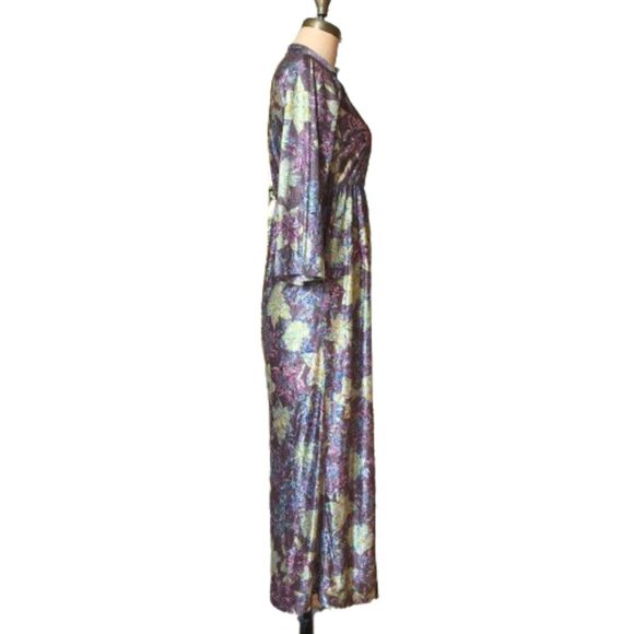Vintage 70s maxi metallic dress with great print - Picture 2 of 12